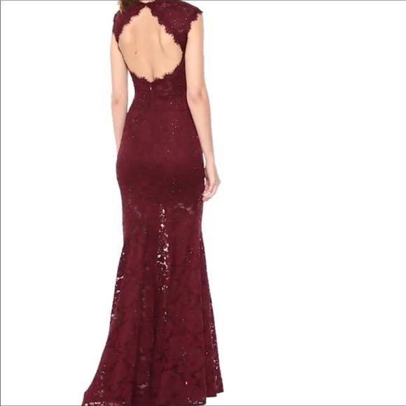 Betsy & Adam Long Open Back Mermaid Lace Dress Size 6 - Picture 5 of 9